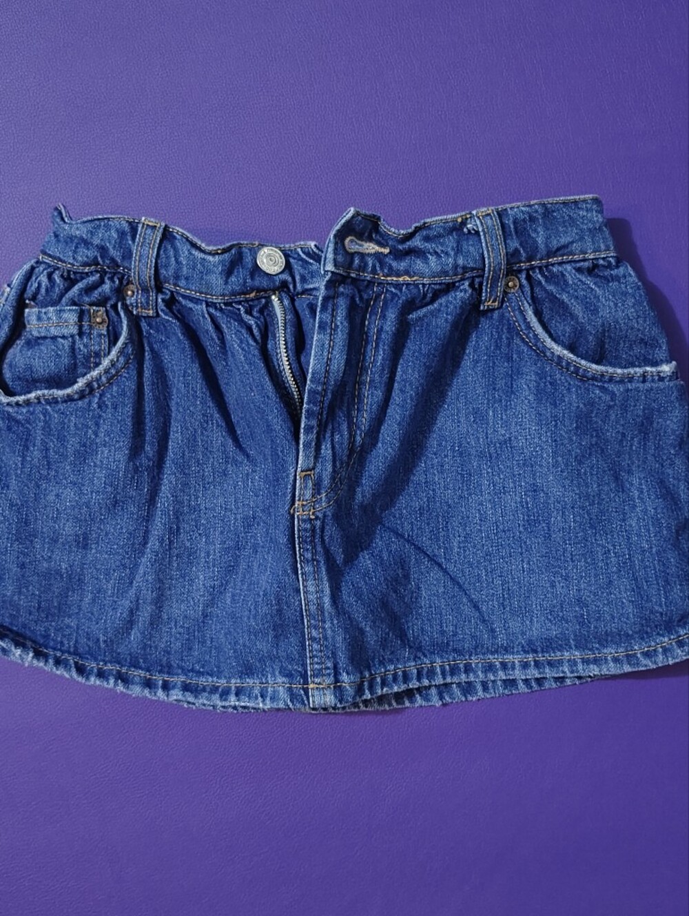 We The Free Dark Blue Denim Mini Skort